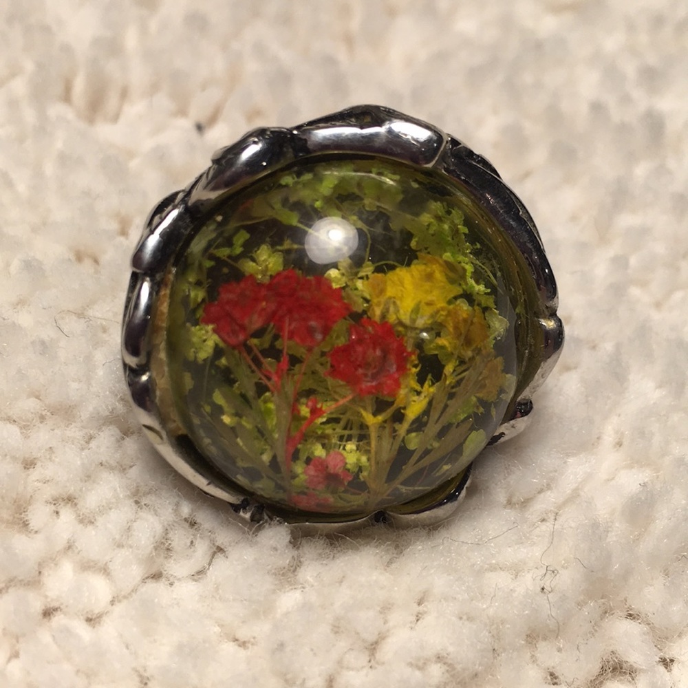 Vintage Art Deco Botanical Flower Ring